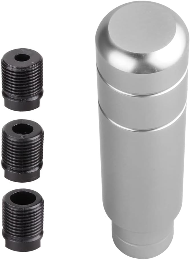 BARTOO Aluminum Weighted Manual Shift knobs, Long Stick Shift Knob Gear Shifter Knobs, Car Accessories Lever Cover Head Universal Shifter Knobs with 3 Threaded Adapters (Titanium Color) - Image 3